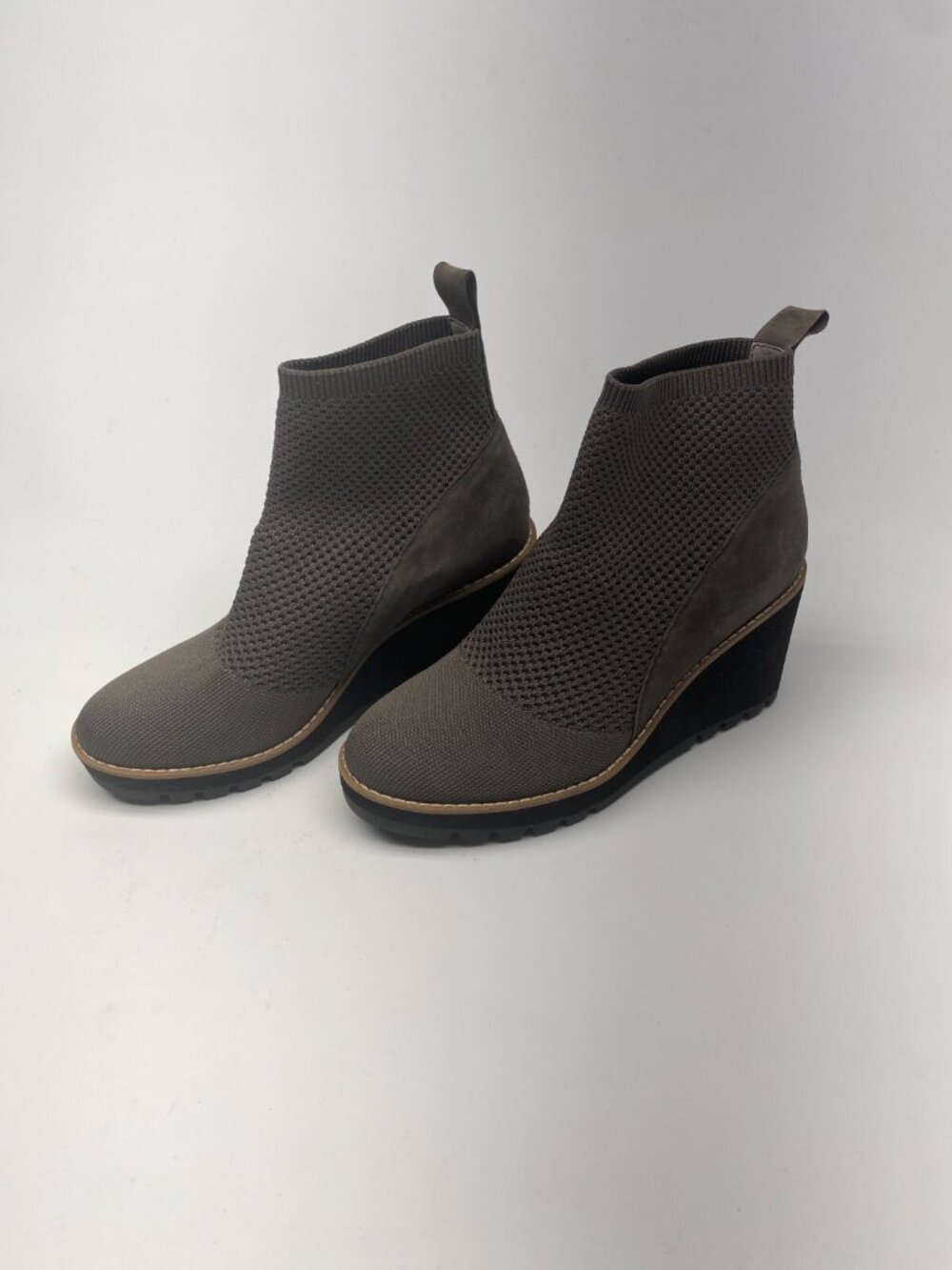 Eileen Fisher Womens Quill Knit Rye Wedge Bootie Sz 7.5